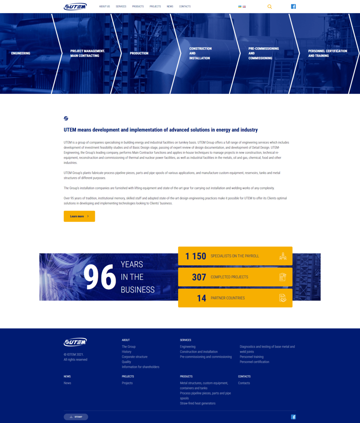 Корпоративный сайт компании UTEM group